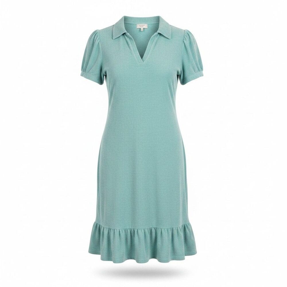 Crown & Ivy Womens LARGE Terry Cloth Swim Beach Cover Up Blue
